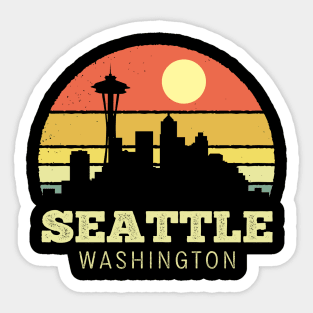 Seattle Washington Vintage Sunset Sticker